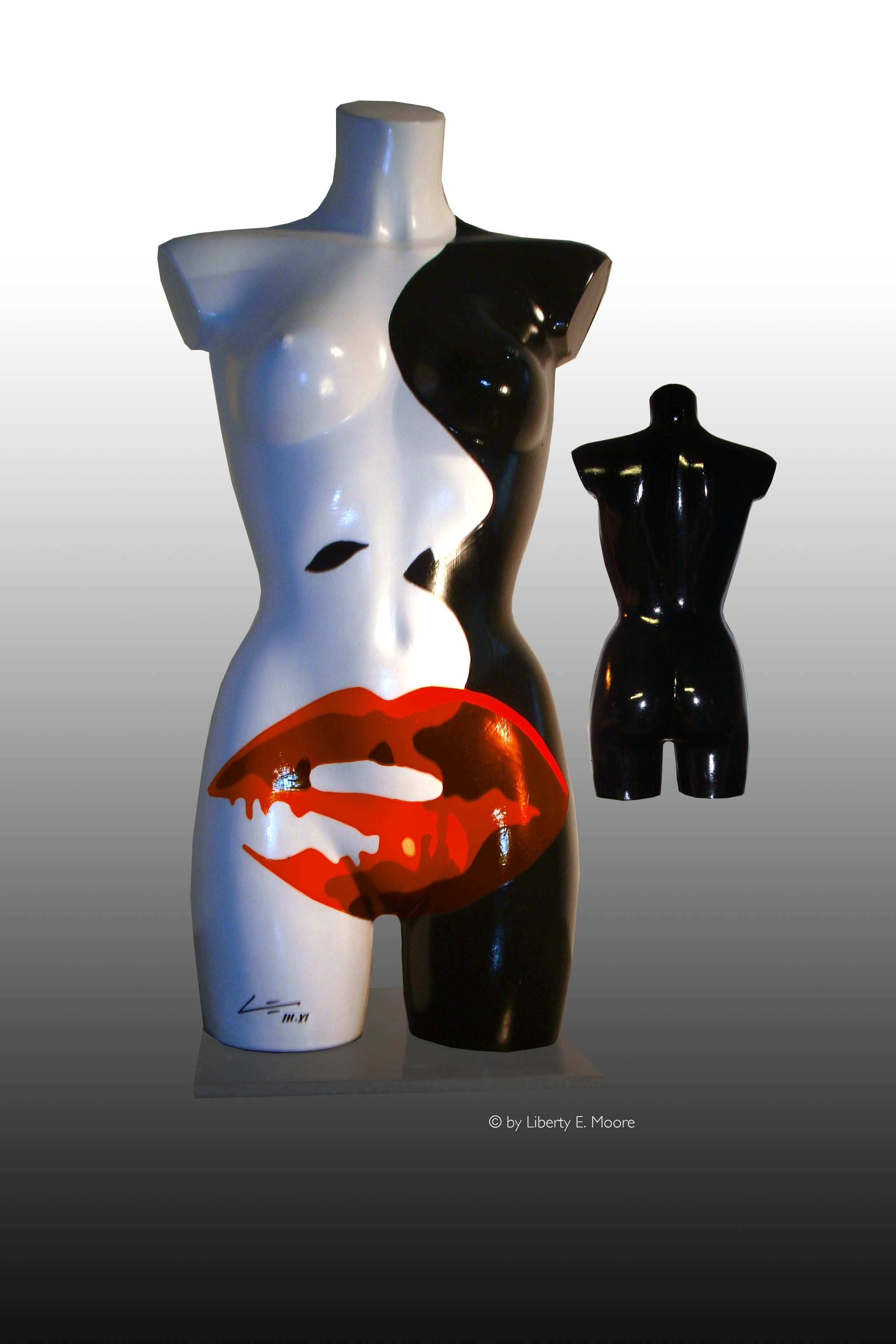 POP - ART Skulptur " White Red Lips"