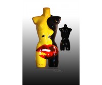 POP - ART Skulptur " Yellow Red Lips"